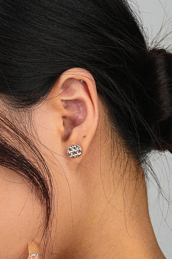 925 Sterling Silver Woven Stud Earrings