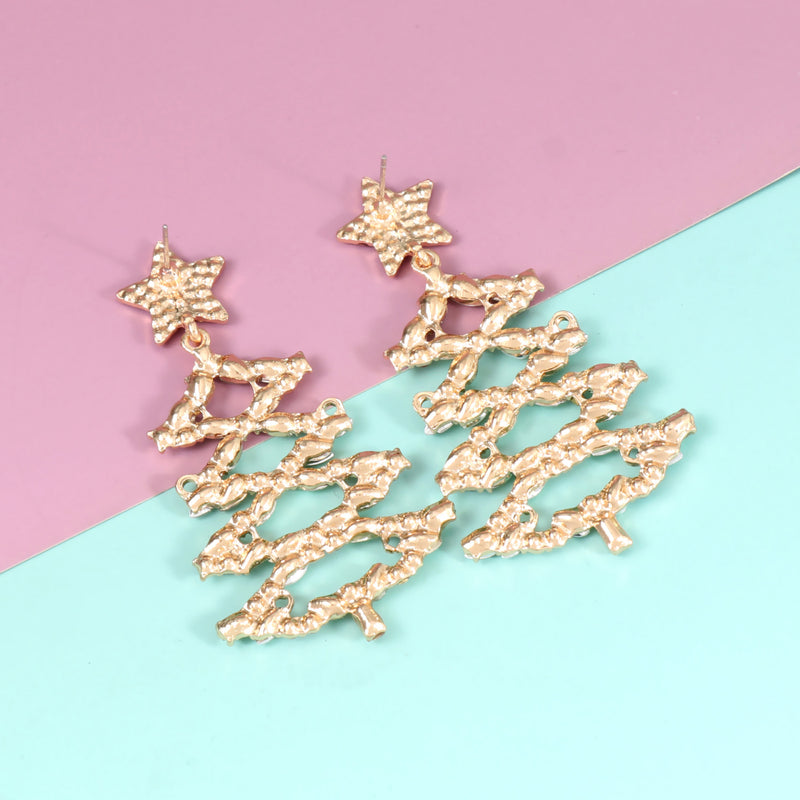 Christmas Tree Rhinestone Alloy Earrings