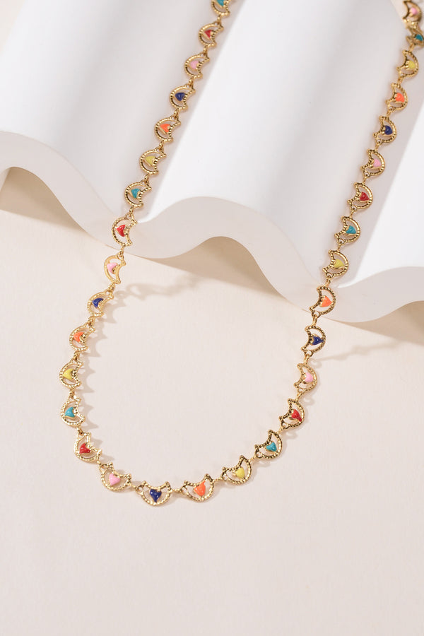 Multicolored Heart Stainless Steel Necklace