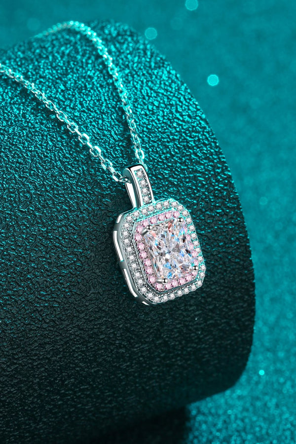 1 Carat Moissanite Geometric Pendant Chain Necklace