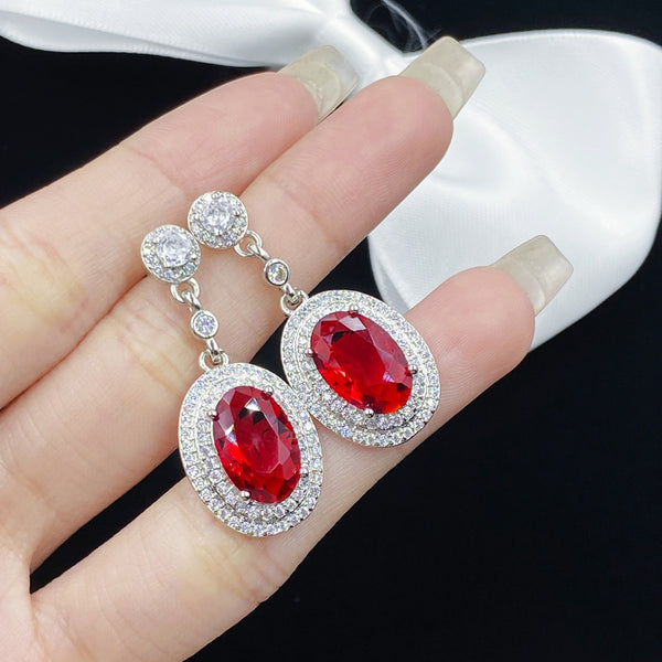 Silver-Plated Zircon Dangle Earrings