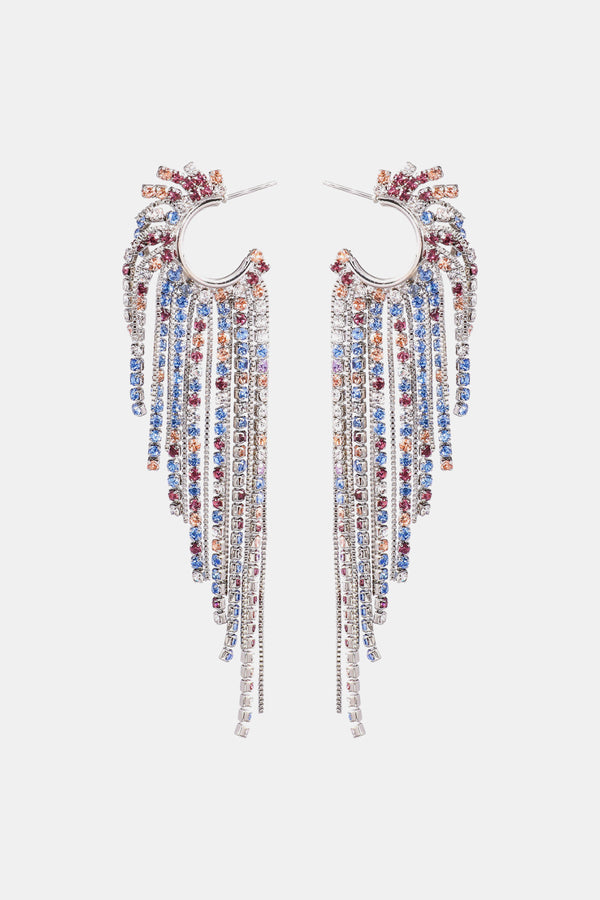 Fringed Rhinestone Zinc Alloy Dangle Earrings