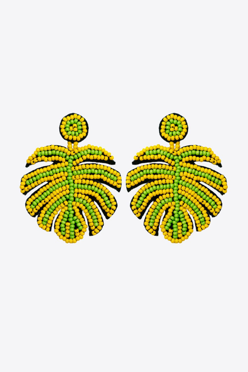 Beaded Banana Leaf Earrings