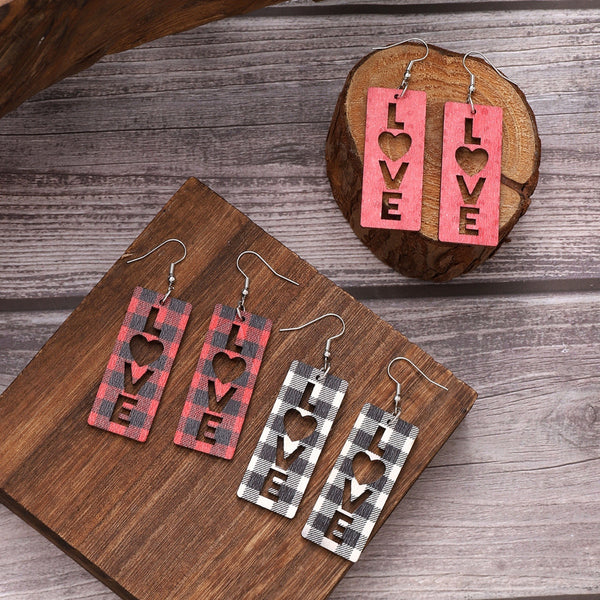 Wooden Cutout Dangle Earrings