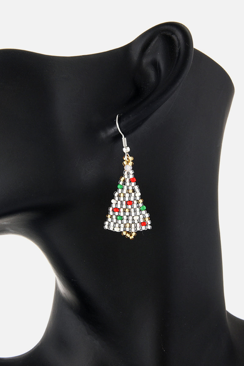 Beaded Christmas Tree Earrings