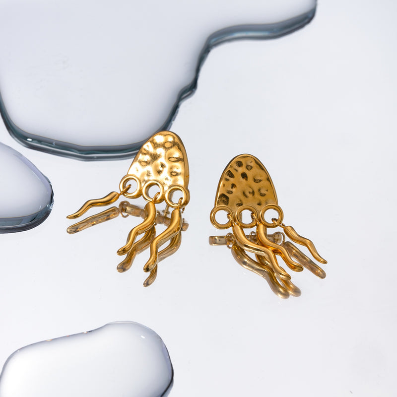 18K Gold-Plated Stainless Steel Jellyfish Earrings