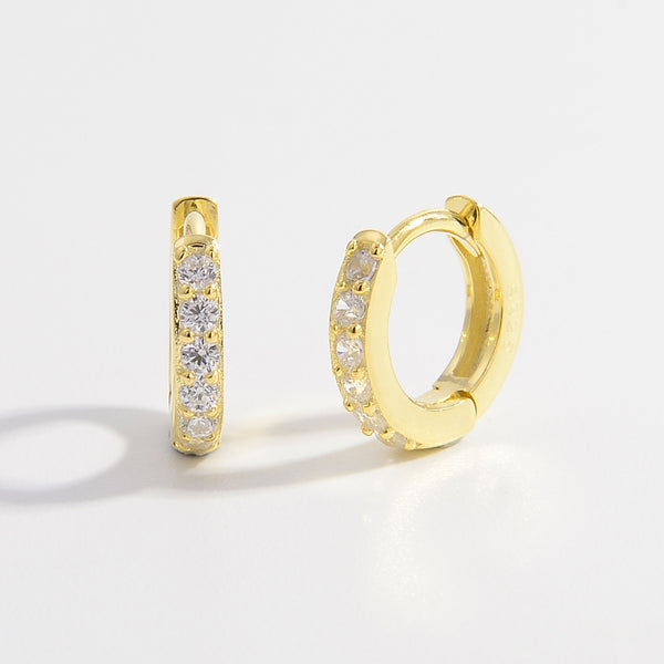 925 Sterling Silver Inlaid Zircon Huggie Earrings