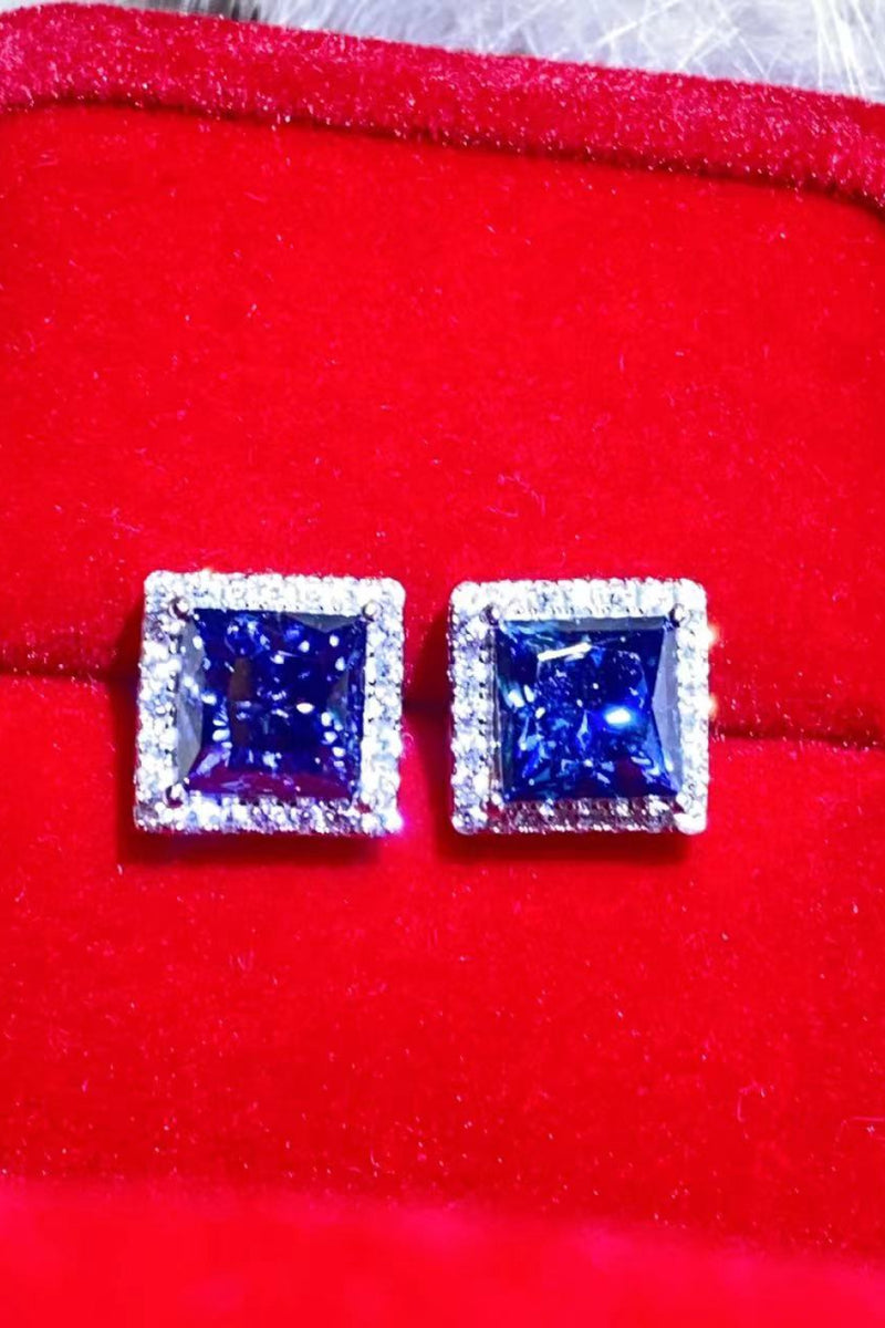 925 Sterling Silver 4 Carat Moissanite Square Earrings