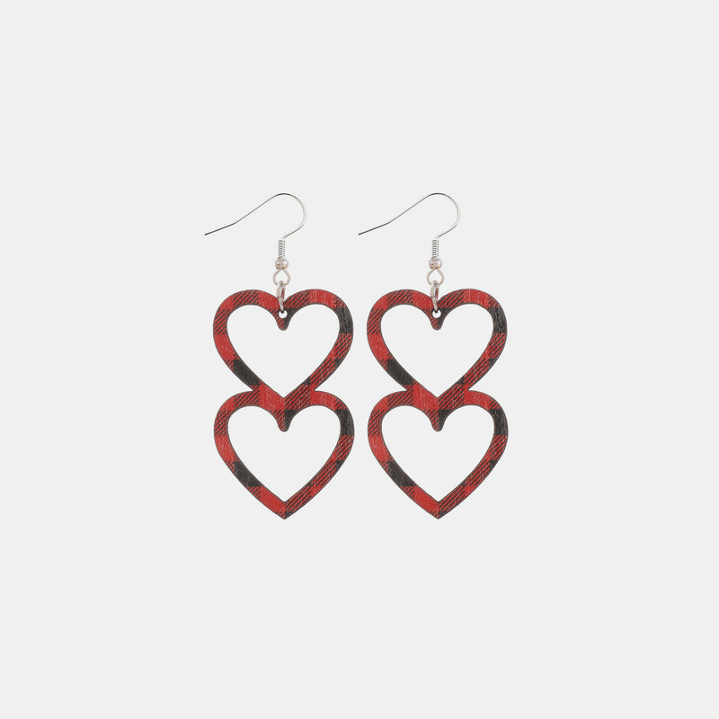 Cutout Heart Shape Wood Earrings