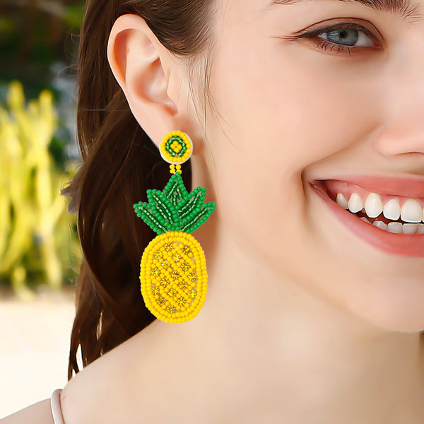 Bead Stainless Steel Pineapple Earrings