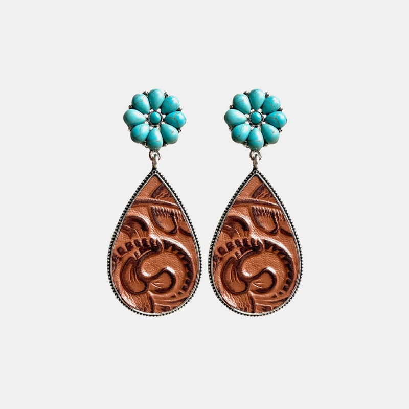 Turquoise Flower Teardrop Earrings