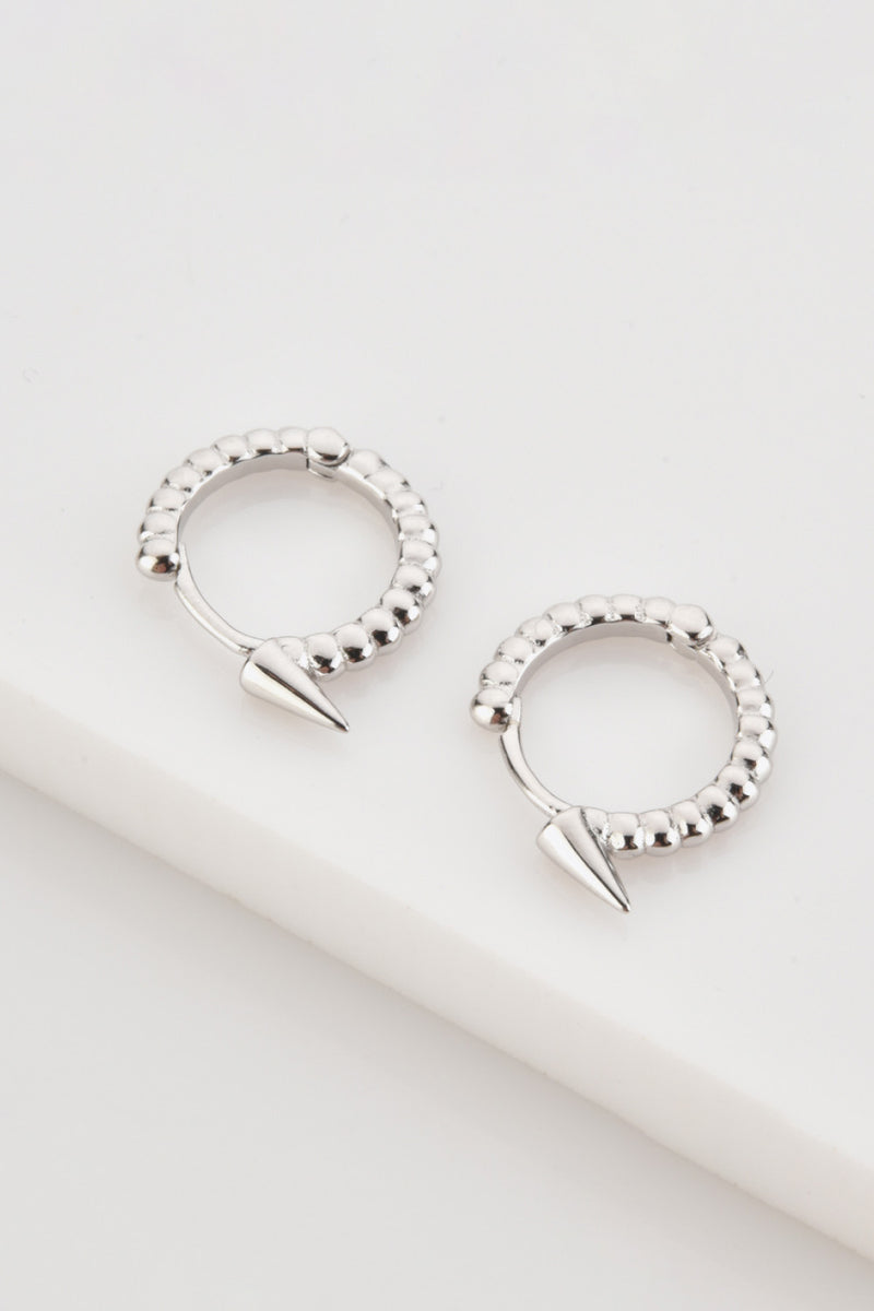 925 Sterling Silver Ribbed Huggie Earrings