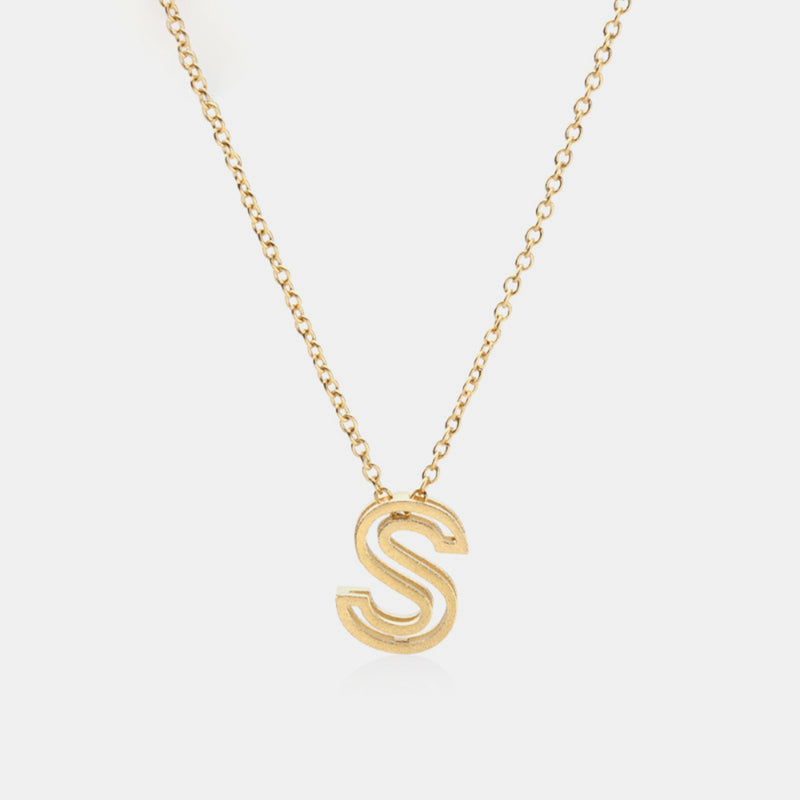 Stainless Steel Letter Pendant Necklace