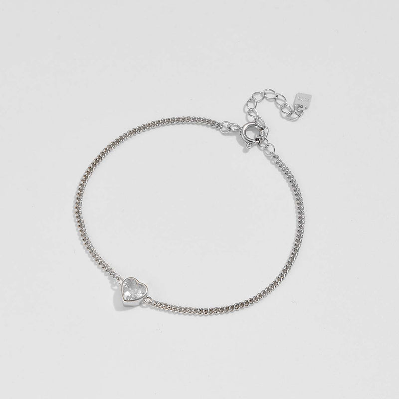 Heart Inlaid Zircon Spring Ring Closure Bracelet