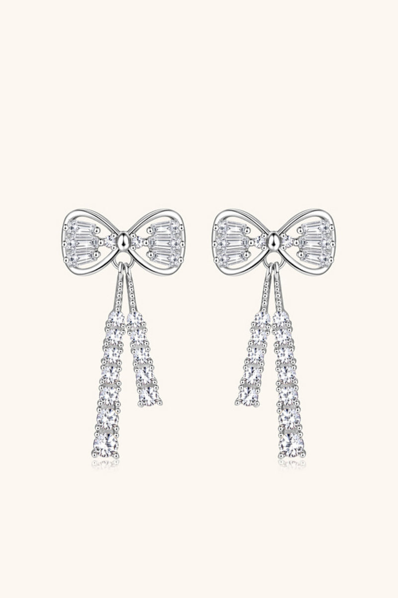 1.12 Carat Moissanite 925 Sterling Silver Bow Earrings