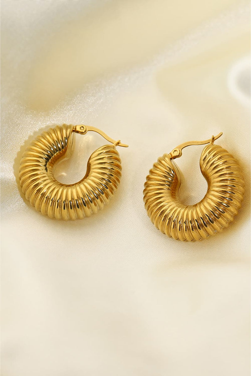 18K Gold-Plated Copper Ribbed Hoop Earrings