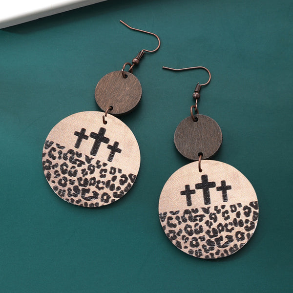 Wooden Cutout Leopard Dangle Earrings