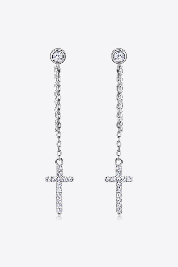 Moissanite 925 Sterling Silver Cross Earrings