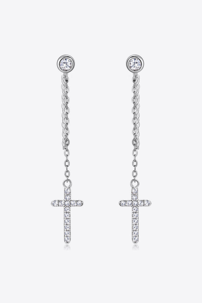 Moissanite 925 Sterling Silver Cross Earrings