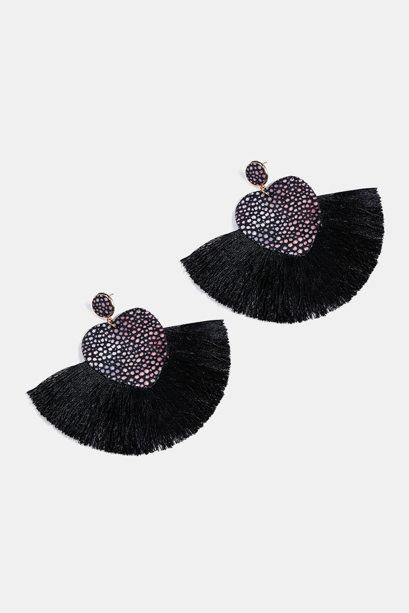 Heart Shape Fringed Dangle Earrings