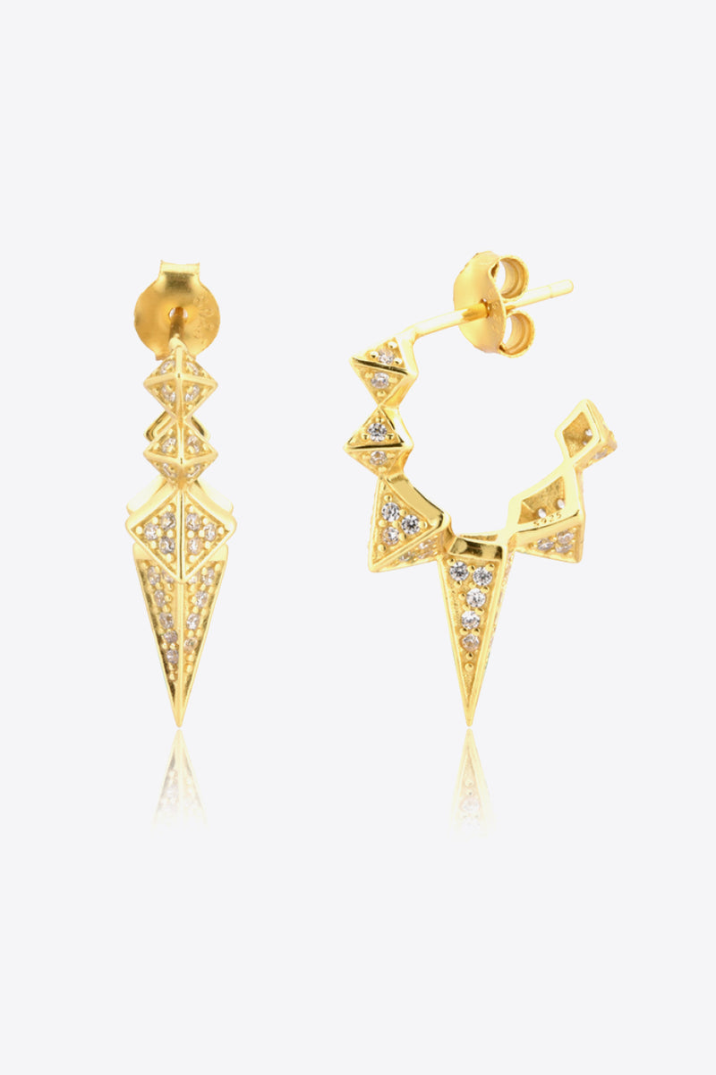 Geometric Zircon Decor 925 Sterling Silver Earrings